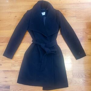 Gorgeous Cole Haan Black Wool + Cashmere Robe Coat, Size 6